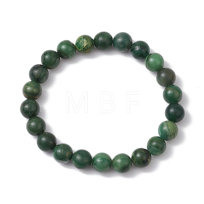 Round Natural African Jade Beads Stretch Bracelets for Women BJEW-JB11404-1