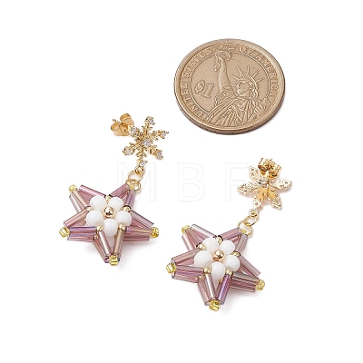 Glass Star Stud Earrings EJEW-MZ00256-02-1