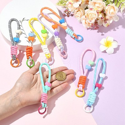 8Pcs 8 Styles Colorful Heart-Shaped Polyester Knot Pendant Decorations ST-CJ0028-14-1