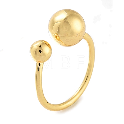 Round Rack Plating Brass Open Cuff Rings for Women RJEW-Z059-28G-1