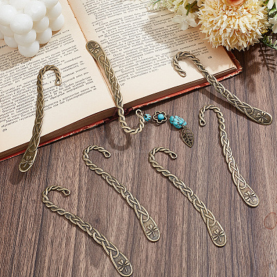12Pcs Zinc Alloy Hook Bookmarks AJEW-SC0004-42-1