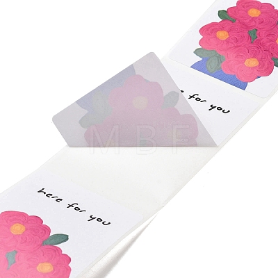 200Pcs Rectangle with Flower Here for You Theme Paper Self-Adhesive Stickers AJEW-S084-02A-1