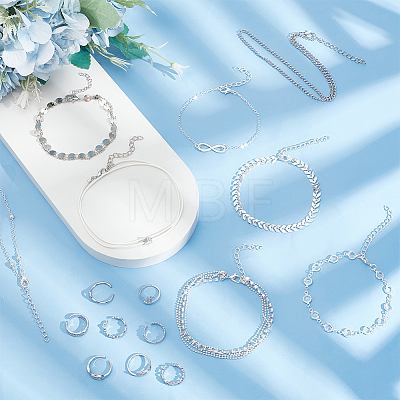 ANATTASOUL 17Pcs 17 Style Heart & Leaf & Flower & Infinity Jewelry Set SJEW-AN0001-41-1