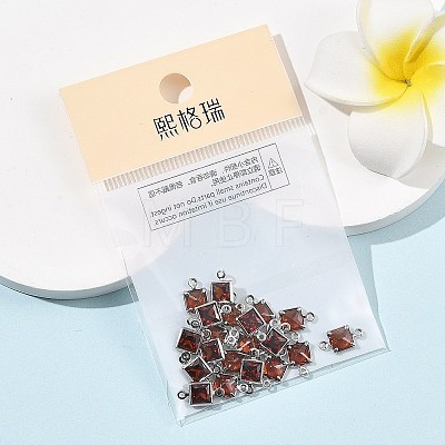 SHEGRACE Brass Pave Cubic Zirconia Square Connector Charms XGRQ2O169-440B-P-1