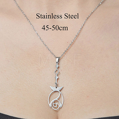 201 Stainless Steel Hollow Fish Pendant Necklace NJEW-OY001-56-1