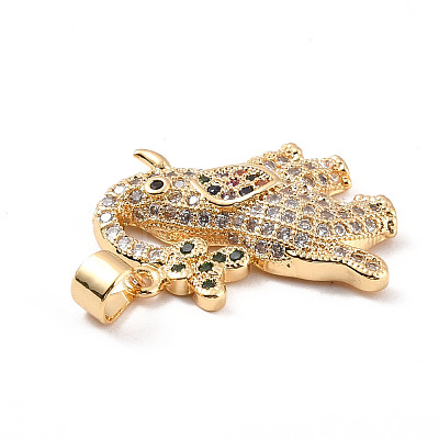 Rack Plating Brass Micro Pave Cubic Zirconia Pendants ZIRC-C035-16G-1