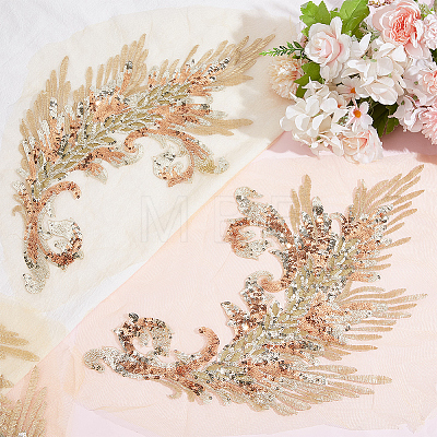 4Pcs 2 Styles Flower Shape Polyester & Sequin Cloth Iron On Patches DIY-CY0003-79-1