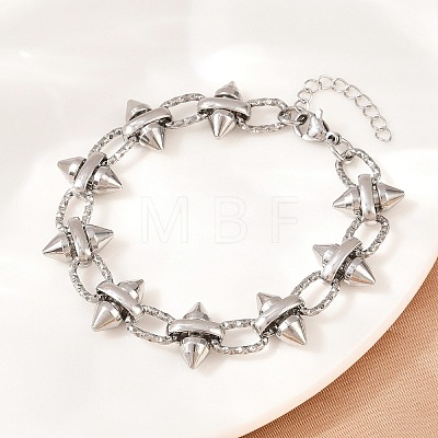 Punk 304 Stainless Steel Spiked Link Chain Bracelets for Women SA-H001-21P-1