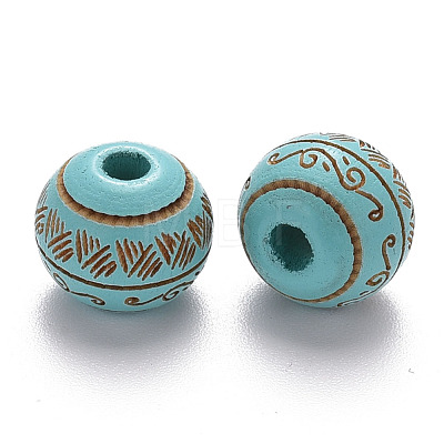 Painted Natural Wood Beads X-WOOD-N006-02A-05-1
