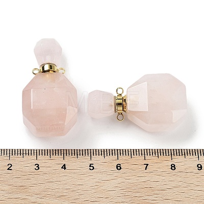 Natural Rose Quartz Perfume Bottle Pendants G-Q163-10G-03-1