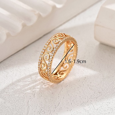 Elegant Cloud Pattern Brass Cubic Zirconia Ring for Women Casual Vacation Wear NW6172-3-1