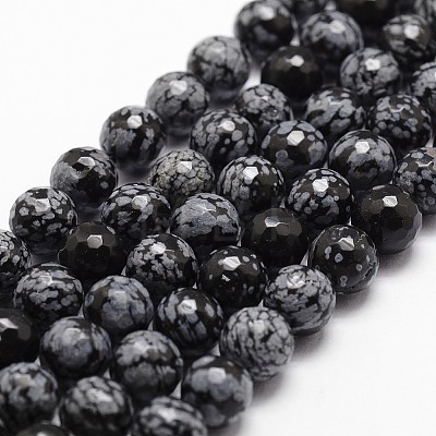 Natural Snowflake Obsidian Beads Strands G-G736-06-8mm-1