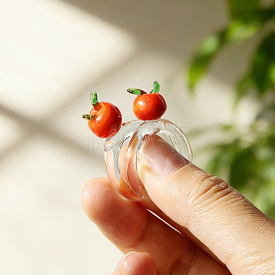 Handmade Lampwork Fruit Finger Rings for Women WGA7362-01-1