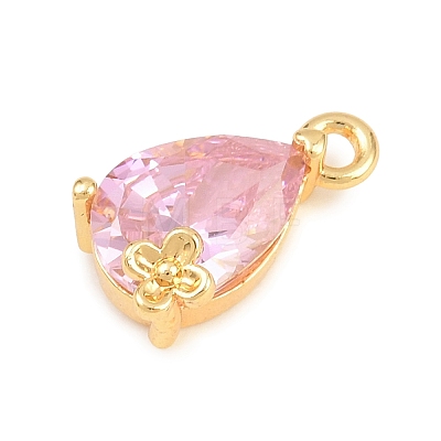 Brass Micro Pave Cubic Zirconia Charms KK-D265-01A-G-1