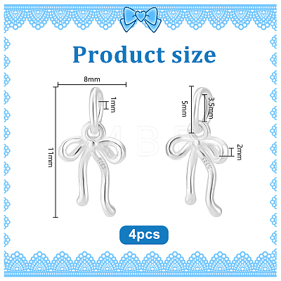 4Pcs 925 Sterling Silver Bowknot Charms STER-PH0003-40-1