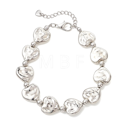 Heart CCB Plastic Beaded Bracelets BJEW-JB13008-02-1