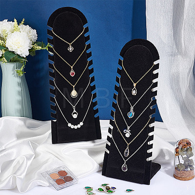Wood Covered with Velvet Slant Back Necklace Display Stands EDIS-WH0016-059-1