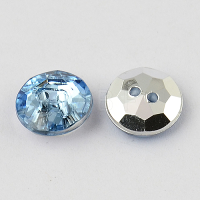 2-Hole Taiwan Acrylic Rhinestone Flat Round Buttons BUTT-F015-10mm-11-1