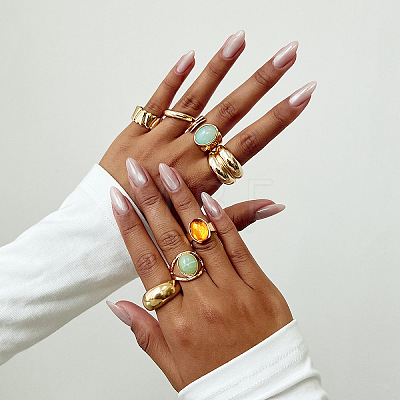 Alloy & Iron & Acrylic Cuff Rings Set FS-WGAB571-04-1