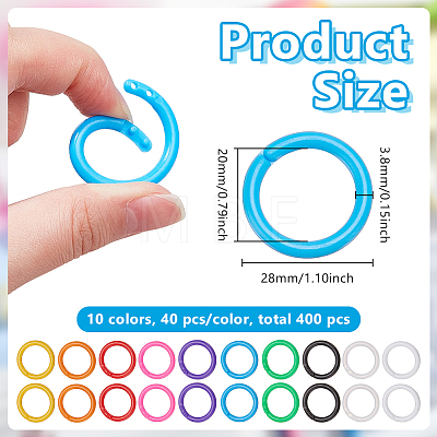 400Pcs 10 Colors PE Loose Leaf Book Binder Hinged Rings AJEW-GO0004-52-1