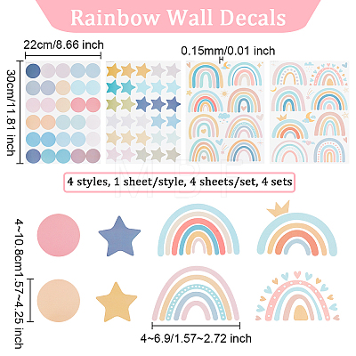 4 Sheet 4 Styles Waterproof Vinyl Wall Stickers DIY-WH0308-214-1