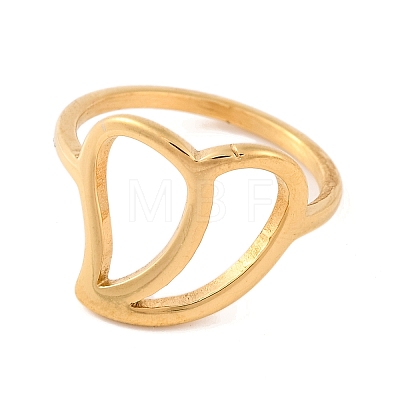 Ion Plating(IP) 304 Stainless Steel Hollow Heart Finger Rings for Women RJEW-S414-34B-G-1