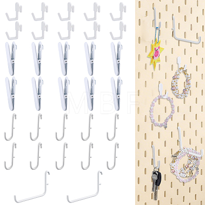 32Pcs 4 Styles Plastic & Steel Pegboard Hooks Sets FIND-NB0007-32-1