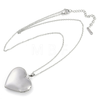 Anti-Tarnish 304 Stainless Steel Heart Locket Pendant Cable Chain Necklaces for Women NJEW-M050-04E-P-1