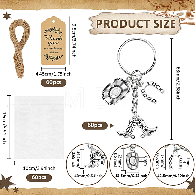 60Pcs Alloy Keychains KEYC-DR00020-1