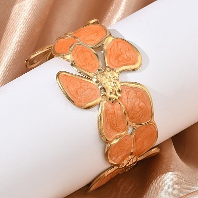 304 Stainless Steel Enamel Cuff Open Bangles for Women BJEW-F542-01G-03-1