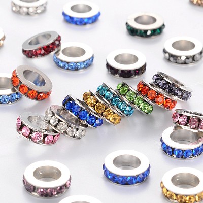 Brass Rhinestone Spacer Beads RB-H253-10x3mm-M-1