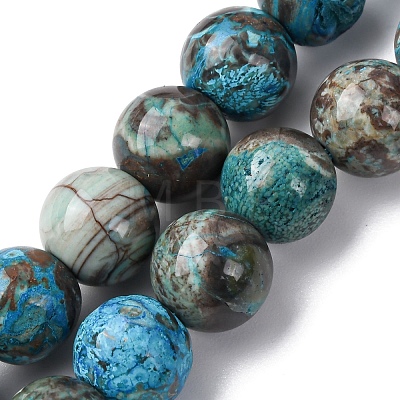 Dyed Natural Ocean Agate/Ocean Jasper Round Beads Strands G-E331-30A-1