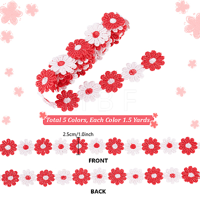 7.5 Yrads 5 Colors Polyester Flower Lace Trim Ribbon OCOR-PH0005-67-1