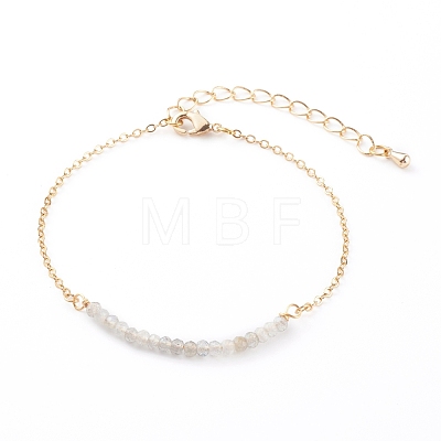 October Birthstone Natural Labradorite Beaded Bracelets BJEW-JB06092-10-1