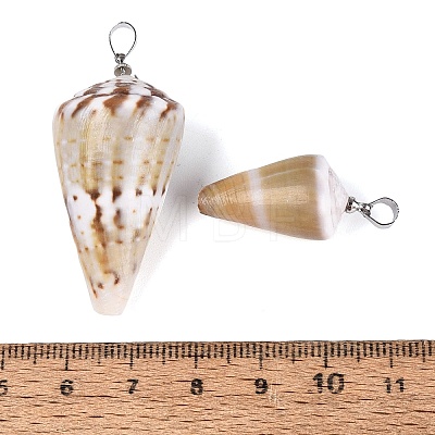 Brass & Natural Cone Shell Pendants SHEL-Q029-20-01P-1