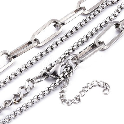 304 Stainless Steel Double Layer Necklaces NJEW-M181-07P-1