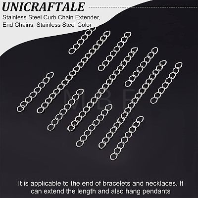 Unicraftale 100Pcs 2 Style 304 Stainless Steel Curb Chain Extender STAS-UN0038-14P-1