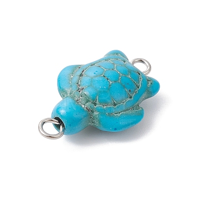 Synthetic Turquoise Dyed Connector Charms PALLOY-JF02351-01-1