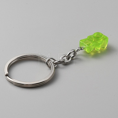Candy Color Transparent Bear Resin Pendant Keychain KEYC-WH0034-34B-03-1