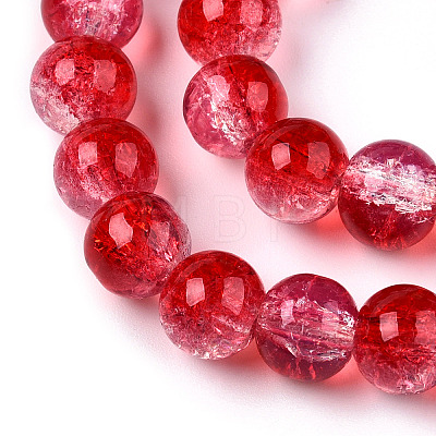 Transparent Crackle Baking Painted Glass Beads Strands DGLA-T003-01B-08-1