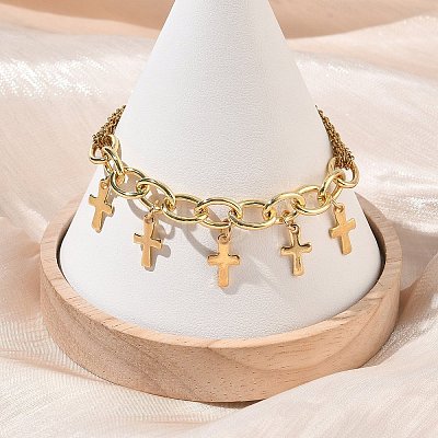 304 Stainless Steel Charm Bracelets BJEW-JB13696-1