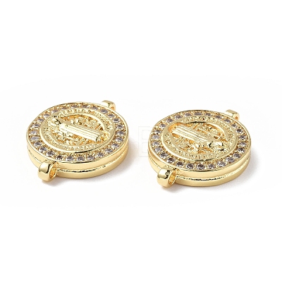 Eco-Friendly Rack Plating Brass Micro Pave Clear Cubic Zirconia Connector Charms KK-F845-03G-1