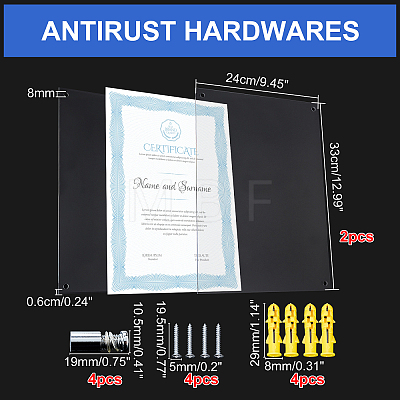 Acrylic Certificate Display Frame Set HJEW-WH0014-28-1
