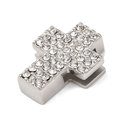 304 Stainless Steel Rhinestone Slide Charms STAS-P421-04D-P-1