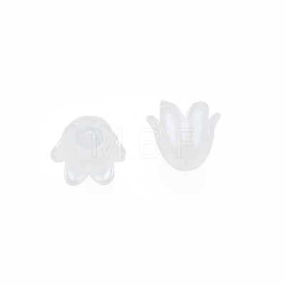 6-Petal Imitation Jelly Acrylic Bead Caps JACR-T002-02G-1