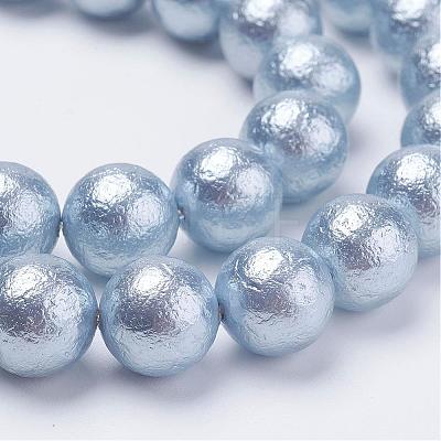 Wrinkle Textured Shell Pearl Beads Strands BSHE-E016-16mm-M-1