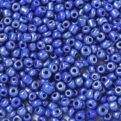 6/0 Opaque Colors Lustered Round Glass Seed Beads X-SEED-A012-4mm-128-1