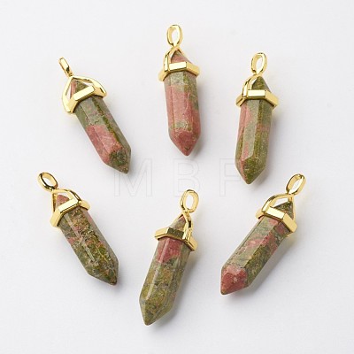 Natural Unakite Double Terminated Pointed Pendants G-G902-B17-1