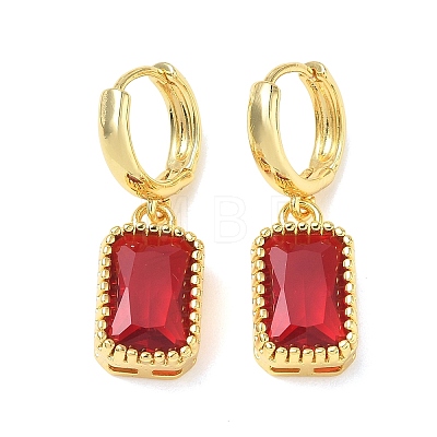 Brass Glass Dangle Hoop Earrings for Women KK-CBA760A-04G-1