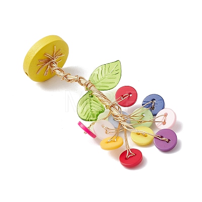 Resin Button Tree of Life Decorations AJEW-JF03414-01-1